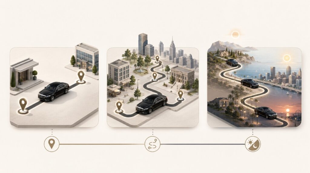 Modalidades de chófer privado en Barcelona según el itinerario